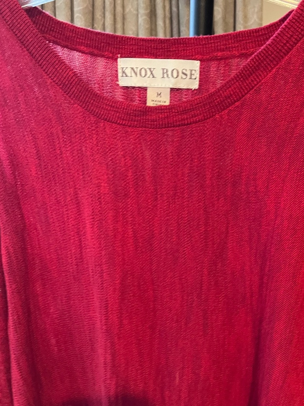 Knox Rose Deep Red Ribbed Crewneck Top